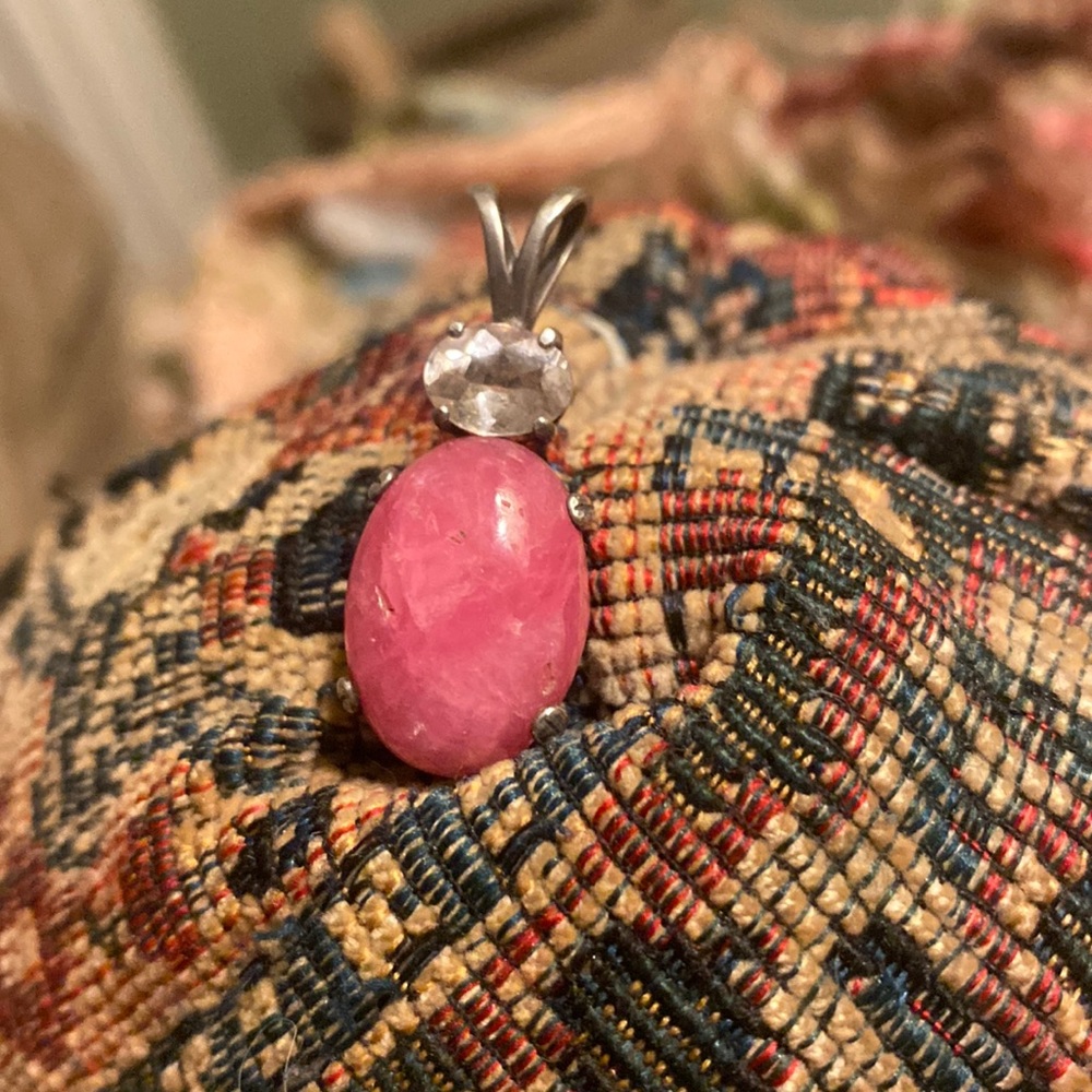 Morganite and Rhodocrosite Sterling Silver Pendant
